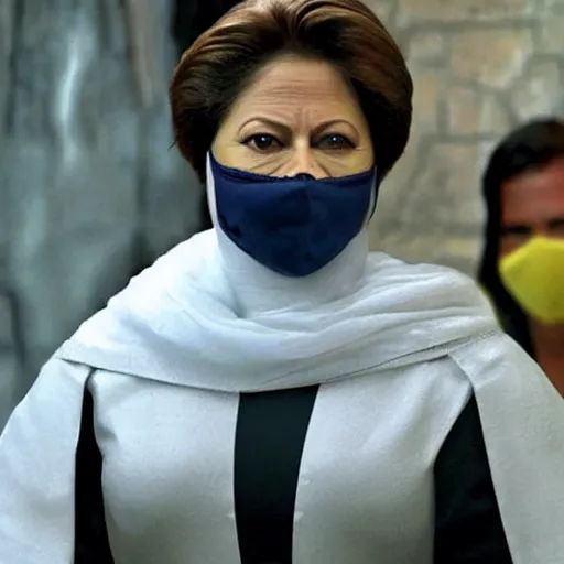 Prompt: dilme rousseff, a still of mortal kombat ( 2 0 2 1 )