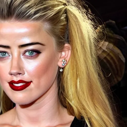 Image similar to a gourd shaped to look like the face of amber heard