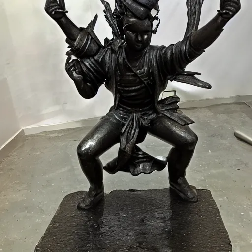 Prompt: a Statue of Technoblade