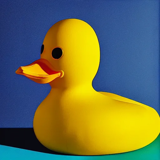 Prompt: portrait of a yellow rubber duck, by beeple, oil on canvas.