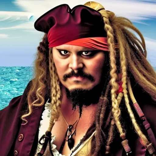 Image similar to captain fat sparrow, movie still from pirates of the carribean