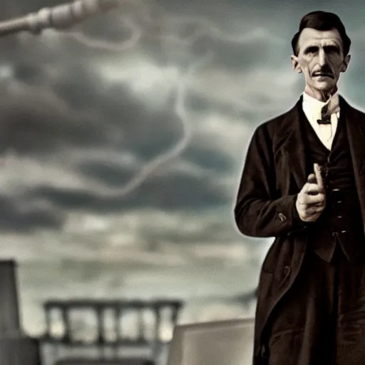 Prompt: A badass photo of Nikola Tesla in the Transformer movie