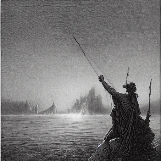 Image similar to Gustave Dore between the straits of fear