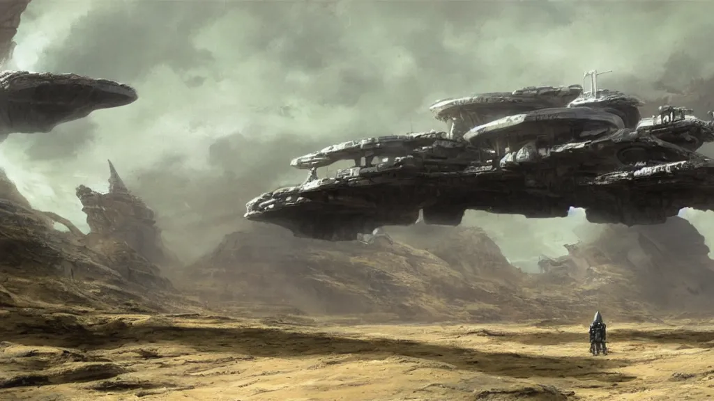 Image similar to small organic dropship lander by john schoenherr and jim burns, epic cinematic matte painting