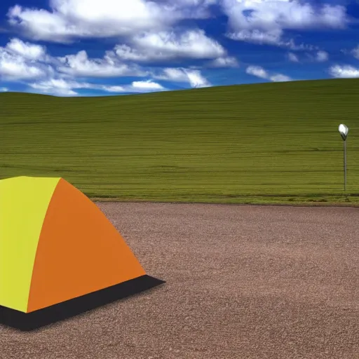 Prompt: windows xp screensaver with a homeless shelter