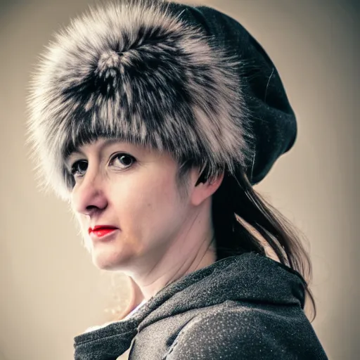 Image similar to fluffpunk fast portrait of a lady 3 6 years old, with thaw