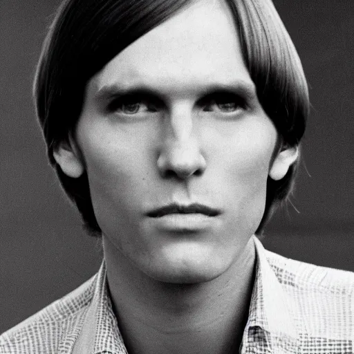 Image similar to A photograph portrait of Jerma985 with short-medium length hair a combover wearing early 1970s menswear in the early 1970s, taken in the early 1970s, grainy, taken on a 1970s Kodak Camera, realistic, hyperrealistic, very realistic, highly detailed, very detailed, extremely detailed, detailed, digital art, trending on artstation, colorized photo