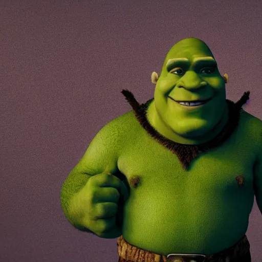 Prompt: photorealistic shrek at a job interview. octane render. high resolution.