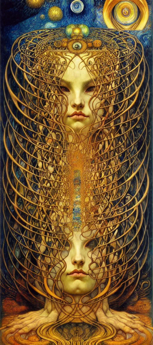 Image similar to Divine Chaos Engine by Karol Bak, Jean Delville, William Blake, Gustav Klimt, and Vincent Van Gogh, symbolist, visionary