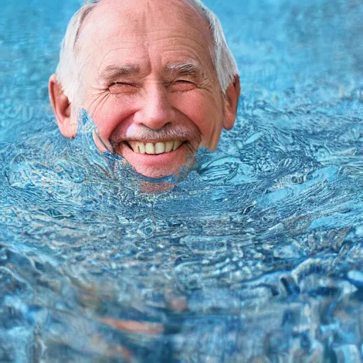 Image similar to a smiling old man seen through water