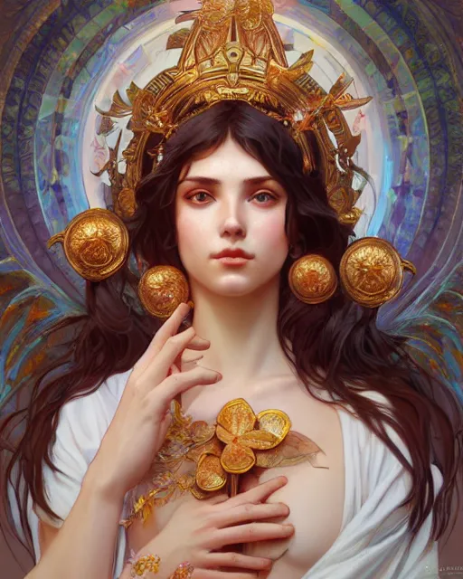 Image similar to goddess of love, highly detailed, digital painting, artstation, concept art, smooth, sharp focus, illustration, Unreal Engine 5, 8K, art by artgerm and greg rutkowski and alphonse mucha