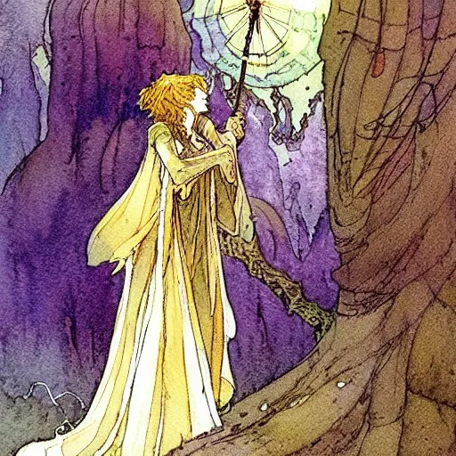 Image similar to a simple and atmospheric watercolour fantasy character concept art painting of a fairytale, very muted colors, by rebecca guay, michael kaluta, charles vess and jean moebius giraud