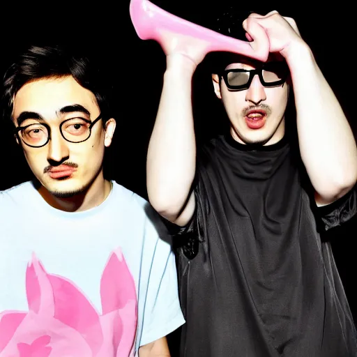 Image similar to filthy frank pink guy and joji rapping