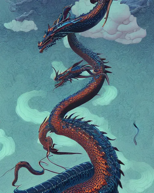 Image similar to a dragon serpent, digital art, illustrated by james gurney and victo ngai