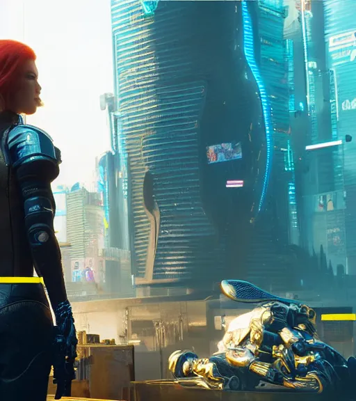 Image similar to cyberpunk 2 0 7 7, an anthromorphoic banana character that has the face of emma stone - mage portrait, clothed in hooded, metal - plated battle armor atmospheric lighting painted intricate volumetric lighting, beautiful, sharp focus, ultra detailed by leesha hannigan, ross tran, thierry doizon, kai carpenter, ignacio fernandez rios