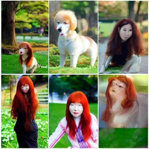 Image similar to 4 pics, japanese redhead, in the park of chiba dog