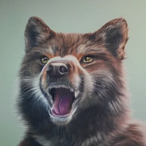 Prompt: a furry painting in a musuem, ultra realistic