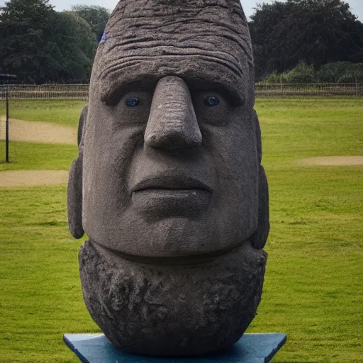 Image similar to Boris Johnson in the style of a Moai