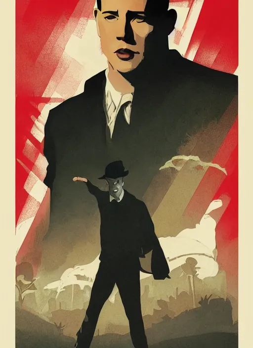 Prompt: poster artwork by Michael Whelan, Bob Larkin and Tomer Hanuka, of a solo individual portrait of Channing Tatum wearing a 1920s red striped outfit, dapper, simple illustration, domestic, nostalgic, full of details, by Makoto Shinkai and thomas kinkade, Matte painting, trending on artstation and unreal engine