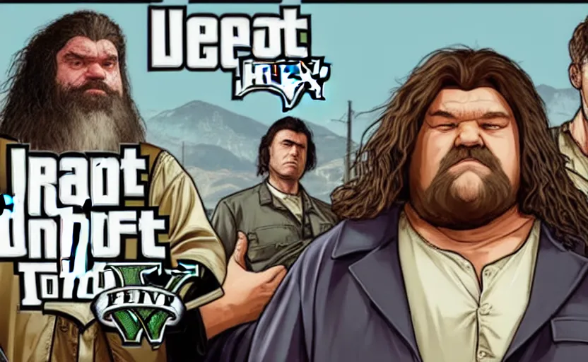 Prompt: Hagrid in the style of GTA V loading screen