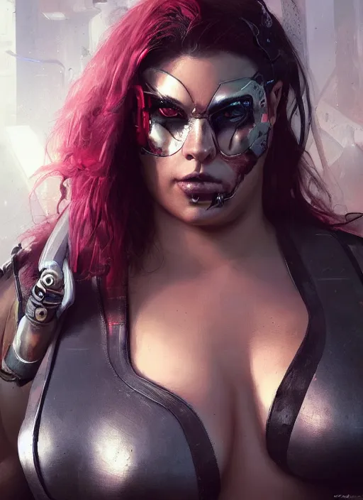 Prompt: hyper realistic photography portrait of cyberpunk cyborg occult tribal festival warrior fanatic curvy voluptuous curvaceous partygirl amazon face cinematic, vallejo, craig mullins greg rutkowski, artstation, cgsociety