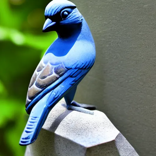 Prompt: stone statue of a bluejay