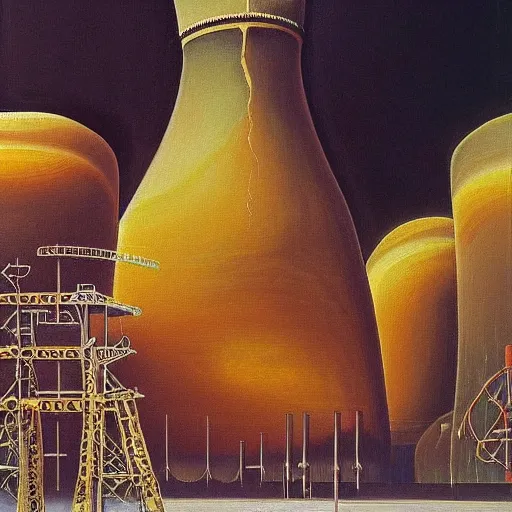 Image similar to A very detailed oil painting of a nuclear reactor by Slavador Dali