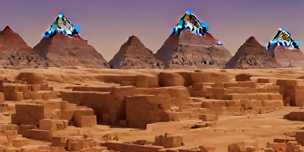 Image similar to a stunning egyptian landscape with pyramids by makoto shinkai