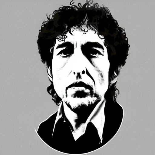 Prompt: flat graphic design portrait of bob dylan