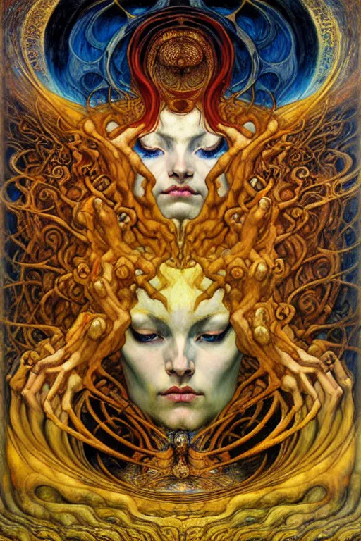 Image similar to Divine Chaos Engine by Karol Bak, Jean Delville, William Blake, Gustav Klimt, and Vincent Van Gogh, symbolist, visionary