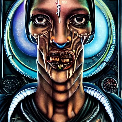 Image similar to Lofi Giger Scorn BioPunk portrait of Snoop Dog Pixar style by Tristan Eaton Stanley Artgerm and Tom Bagshaw