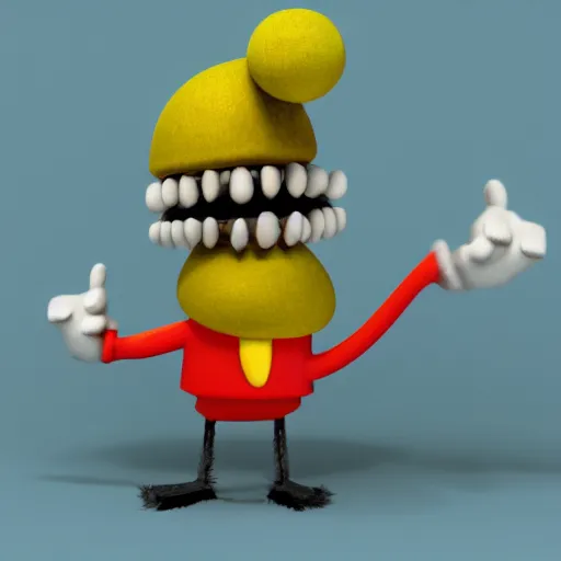 Prompt: little mr malaka screaming by roger hargreaves and jim henson and seuss, octane render