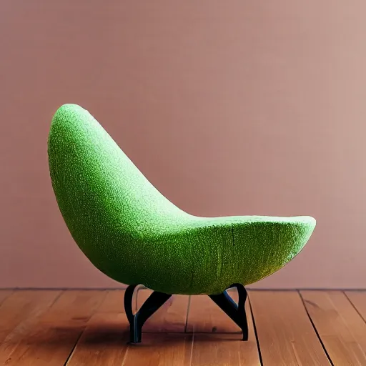 Prompt: An avocado shaped chair