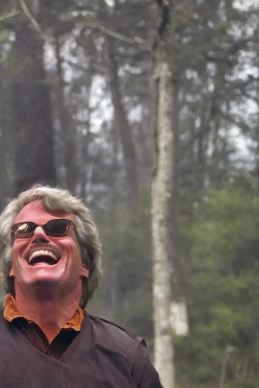 Image similar to kevin tighe floating above a fire laughing