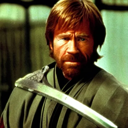 Image similar to an film still of chuck norris as samurai