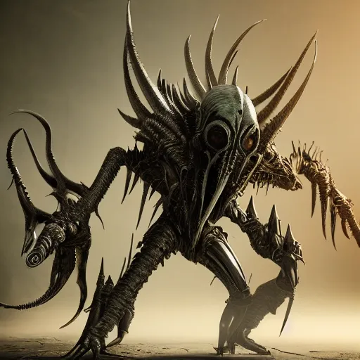 Image similar to hybrid cyborg digital cybernetic witch king of angmar morphed with a xenomorph parasite, photorealistic, 3d render, award winning render, unreal engine, octane render, studio lighting, 8k, hd