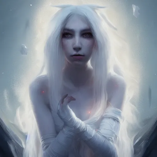 Image similar to white wolf princess, huggy wuggy from poppy playtime video game, fullbody, ultra high detailed, glowing lights, oil painting, greg rutkowski, charlie bowater, beeple, unreal 5, daz, hyperrealistic, octane render, rpg portrait, dynamic lighting, fantasy art, beautiful face