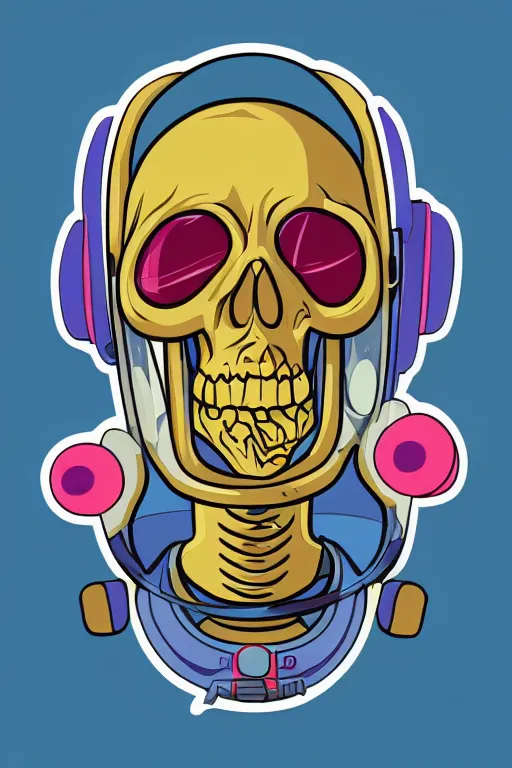 Image similar to portrait of a astronaut skeletor, art by steve simpson, sticker, colorful, illustration, highly detailed, simple, smooth and clean vector curves, no jagged lines, vector art, smooth