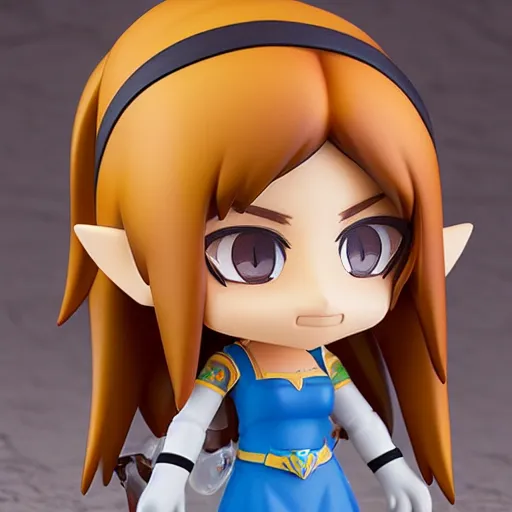 Image similar to high quality portrait flat matte painting of cute girl in the style of nendoroid and Toon Zelda , flat anime style, thick painting, medium close-up