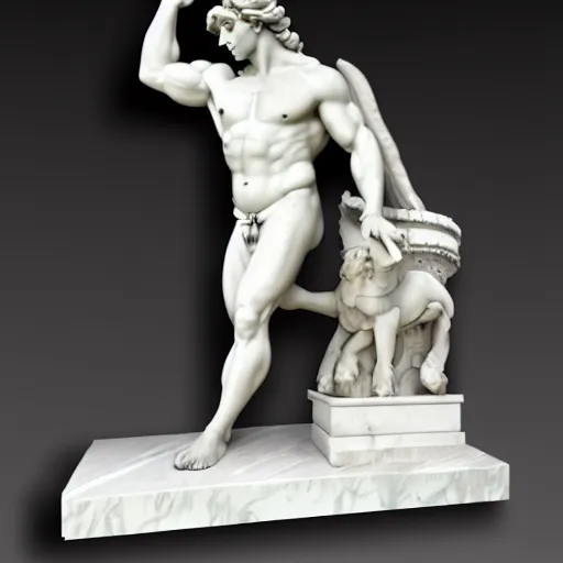 Image similar to disney hercules as a greek marble statue