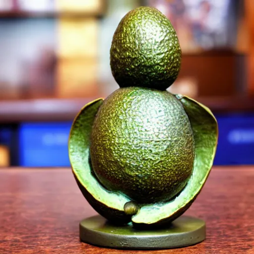 Image similar to a bronze statue of an avocado