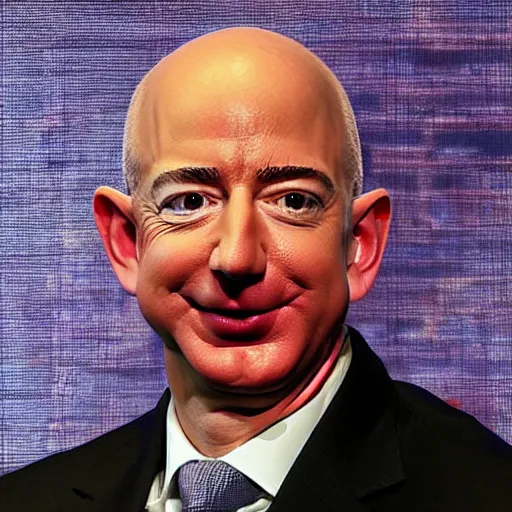 Prompt: “Jeff Bezos in a large pot of vegetable soup”