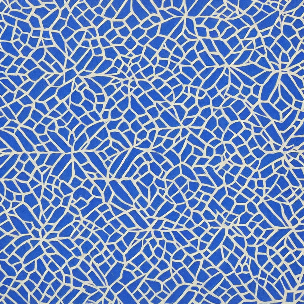 Image similar to a impasto oil painting of beautiful, symmetric indian pattern, blue! and white colors, ultra high details, symmetry, large hexagons!! shapes