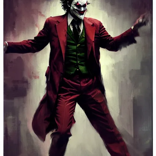 Prompt: matthew mcconaughey as joker, dynamic pose, painted by wenjun lin, greg rutkowski