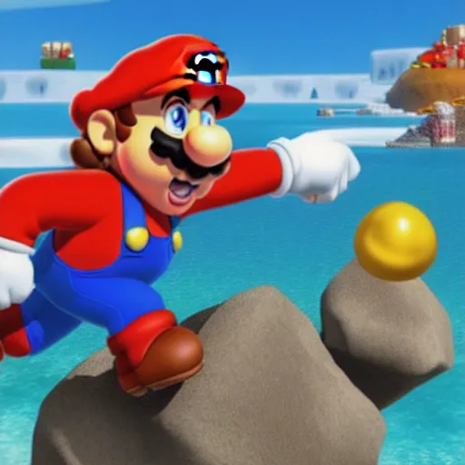 Image similar to dwayne the rock johnson as mario screenshot from mario game