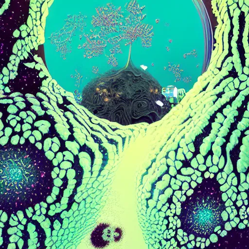 Image similar to quantum crystalization of your broken shattered perception reality fractalizing mandelbrot reality hyperrealism by victo ngai