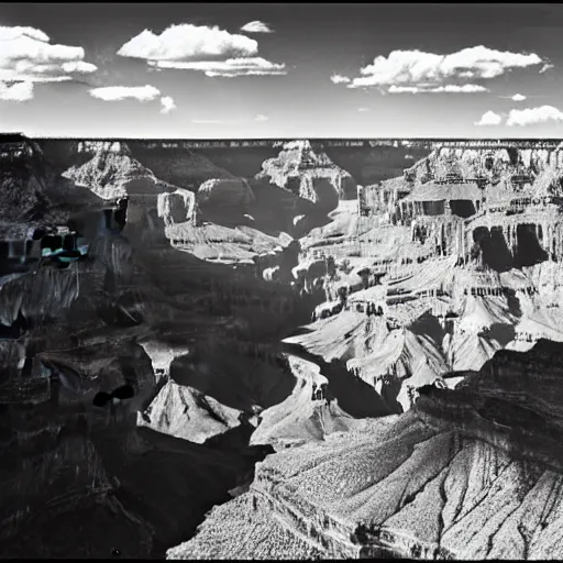 Prompt: grand canyon, high resolution, black and white photograph by ansel adams