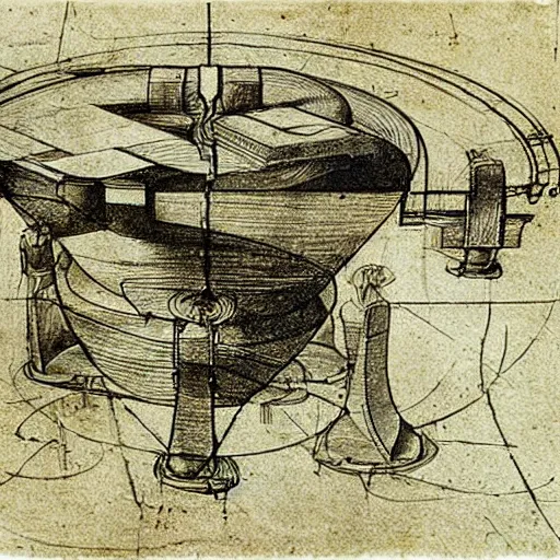 Image similar to sketch of a technologic prototype by leonardo da vinci