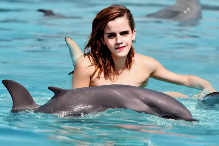 Image similar to emma watson Swim with Dolphins