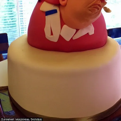 Image similar to Obese Donald Trump eating a cake